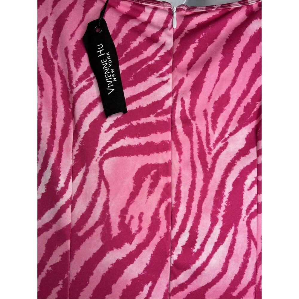 Vivienne Hu Cut Out Bodycon Cocktail Dress Sz 4 Bold Pink Zebra Print Party READ - Picture 3 of 16